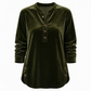 ✨ Velvet Drape, Easy Comfort | Women's Button V-Neck Side-Split Top