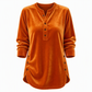 ✨ Velvet Drape, Easy Comfort | Women's Button V-Neck Side-Split Top
