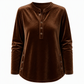 ✨ Velvet Drape, Easy Comfort | Women's Button V-Neck Side-Split Top