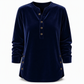 ✨ Velvet Drape, Easy Comfort | Women's Button V-Neck Side-Split Top