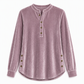 ✨ Velvet Drape, Easy Comfort | Women's Button V-Neck Side-Split Top