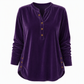 ✨ Velvet Drape, Easy Comfort | Women's Button V-Neck Side-Split Top