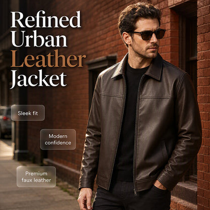 🧥 Refined Urban Style | Men's Smooth-Finish Leather-Look Jacket