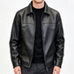 🧥 Refined Urban Style | Men's Smooth-Finish Leather-Look Jacket