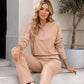 ✨ Pull On & Go | Women's Half-Button Sweatshirt & Sweatpants 2-Piece Set