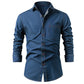 💙 Choose Your Pocket Style | Men's Cotton-Blend Denim Shirt