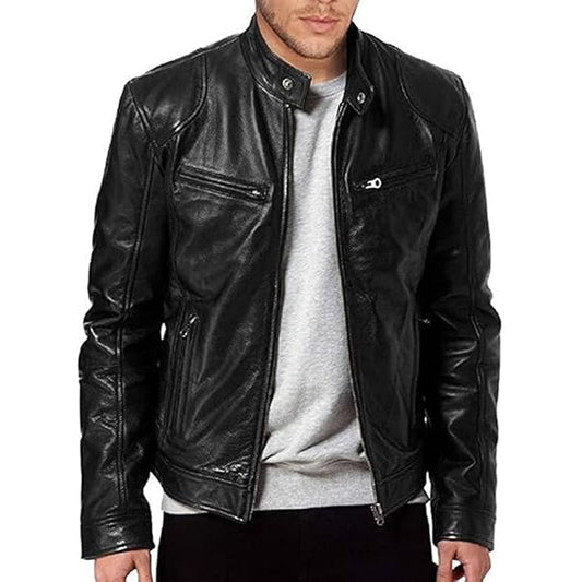 🧥 Sleek PU Style | Men's Zip-Up Stand-Collar Jacket ⚡ Free Shipping