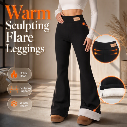 ❄️ Warmth Without the Bulk | Women's Plush-Lined High-Waist Flare Leggings