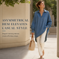 💙 Soft Denim, Standout Shape | Women's Batwing V-Neck Asymmetrical Denim Top