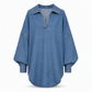 💙 Soft Denim, Standout Shape | Women's Batwing V-Neck Asymmetrical Denim Top