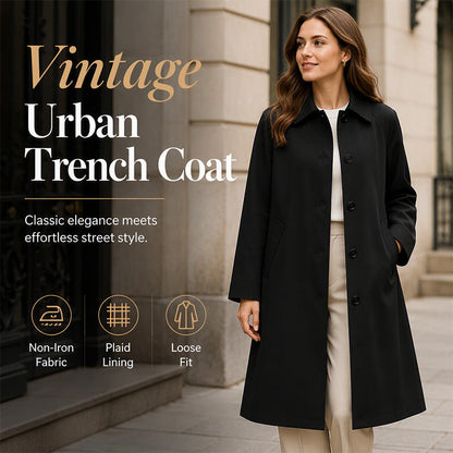 🧥 Vintage Tailoring, Easy Layers | Women's Single-Breasted Long Trench Coat