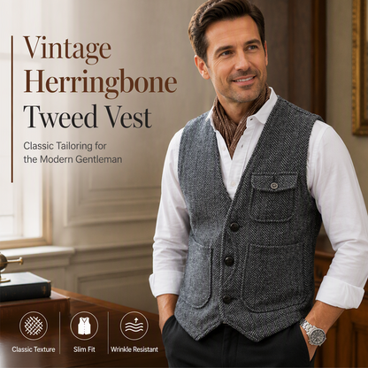 ✨ Vintage Smart Style | Men's Textured V-Neck Casual Waistcoat
