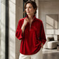 ✨ Velvet Texture, Easy Polish | Women's 3/4-Sleeve Half-Zip Top