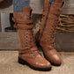 👢 Rugged Vintage Style | Women's Buckle & Rivet Mid-Calf Combat Boots ⚡ Free Shipping