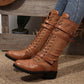 👢 Rugged Vintage Style | Women's Buckle & Rivet Mid-Calf Combat Boots ⚡ Free Shipping