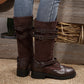 👢 Rugged Vintage Style | Women's Buckle & Rivet Mid-Calf Combat Boots ⚡ Free Shipping