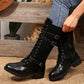 👢 Rugged Vintage Style | Women's Buckle & Rivet Mid-Calf Combat Boots ⚡ Free Shipping