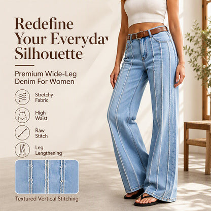 👖 Raw-Edge Detail, Flattering Flow | Women's Stretch Wide-Leg Jeans
