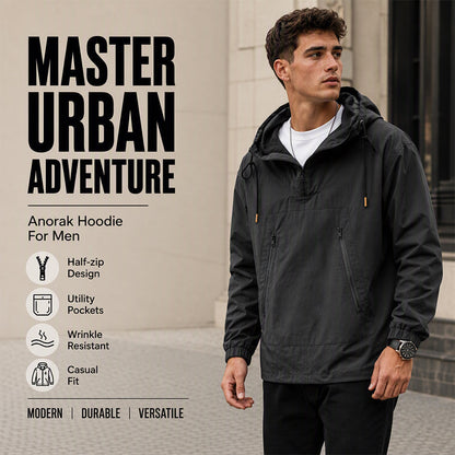 🌬️ Built for Everyday Weather | Men's Windproof Hooded Anorak Jacket