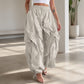 ✨ Sculpted Style | Women's Ruffle-Panel Lantern Cargo Jogger Pants