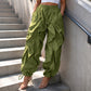 ✨ Sculpted Style | Women's Ruffle-Panel Lantern Cargo Jogger Pants