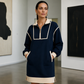 💫 Sporty Comfort, Easy Style | Women's Half-Zip Contrast-Trim Sweatshirt Dress
