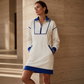 💫 Sporty Comfort, Easy Style | Women's Half-Zip Contrast-Trim Sweatshirt Dress
