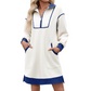 💫 Sporty Comfort, Easy Style | Women's Half-Zip Contrast-Trim Sweatshirt Dress