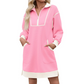 💫 Sporty Comfort, Easy Style | Women's Half-Zip Contrast-Trim Sweatshirt Dress