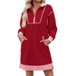 💫 Sporty Comfort, Easy Style | Women's Half-Zip Contrast-Trim Sweatshirt Dress