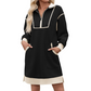 💫 Sporty Comfort, Easy Style | Women's Half-Zip Contrast-Trim Sweatshirt Dress