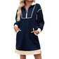 💫 Sporty Comfort, Easy Style | Women's Half-Zip Contrast-Trim Sweatshirt Dress