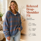 🧶 Plaid Texture, Cozy Ease | Women's Relaxed Hooded Knit Sweater
