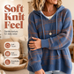 🧶 Plaid Texture, Cozy Ease | Women's Relaxed Hooded Knit Sweater