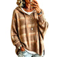 🧶 Plaid Texture, Cozy Ease | Women's Relaxed Hooded Knit Sweater