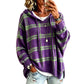 🧶 Plaid Texture, Cozy Ease | Women's Relaxed Hooded Knit Sweater