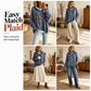 🧶 Plaid Texture, Cozy Ease | Women's Relaxed Hooded Knit Sweater