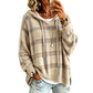 🧶 Plaid Texture, Cozy Ease | Women's Relaxed Hooded Knit Sweater
