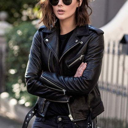 🖤 Moto Edge, Flattering Fit | Women's Cropped PU Leather Biker Jacket