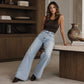 ❄️ Cozy Denim, Flattering Flow | Women's Warm-Lined Wide-Leg Jeans