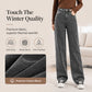 ❄️ Cozy Denim, Flattering Flow | Women's Warm-Lined Wide-Leg Jeans