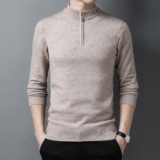 🧶 Refined Comfort | Men's Viscose Half-Zip Turtleneck Sweater