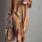 🤎 Rich Corduroy Texture, Easy Button-Up Style | Women's Casual Shirt Dress