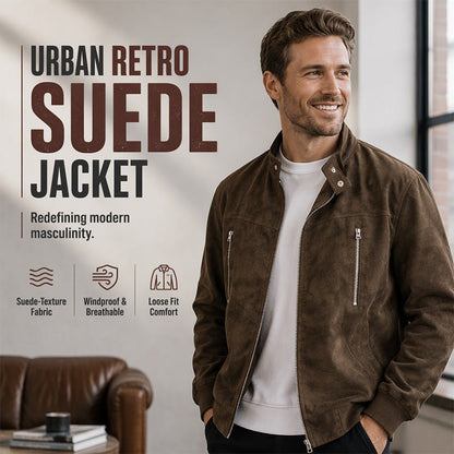 🧥 Suede-Look Texture, Relaxed Style | Men's Stand-Collar Oversized Bomber Jacket ⚡ Free Shipping