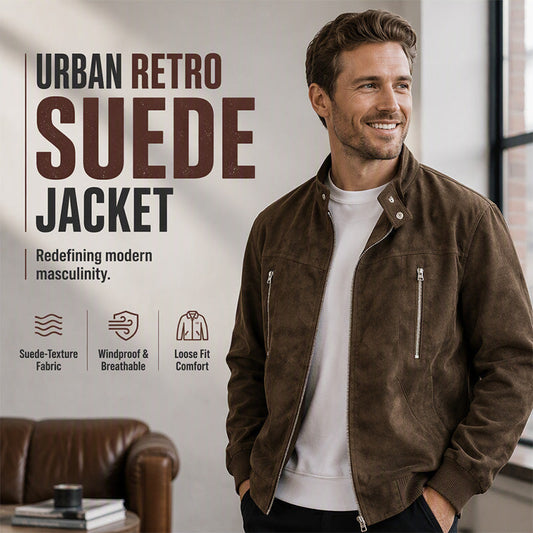 🧥 Suede-Look Texture, Relaxed Style | Men's Stand-Collar Oversized Bomber Jacket ⚡ Free Shipping