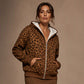 🐆 Leopard Detail, Easy Zip-Up Style | Women's Casual Hoodie