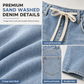 👖 Pull On & Go | Women's Drawstring Sand-Washed Wide-Leg Jeans