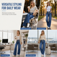 👖 Pull On & Go | Women's Drawstring Sand-Washed Wide-Leg Jeans
