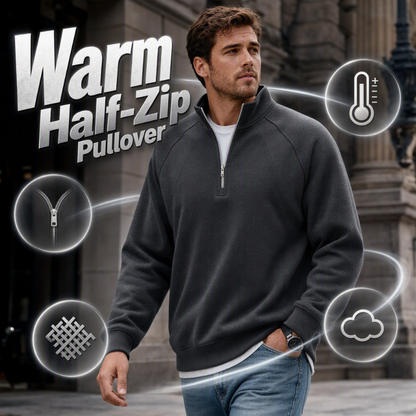🧥 Refined Warmth, Easy Everyday Fit | Men's Half-Zip Stand-Collar Sweatshirt