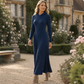 🧶 Textured Comfort | Women's Ribbed-Knit Hooded Maxi Dress with Pockets